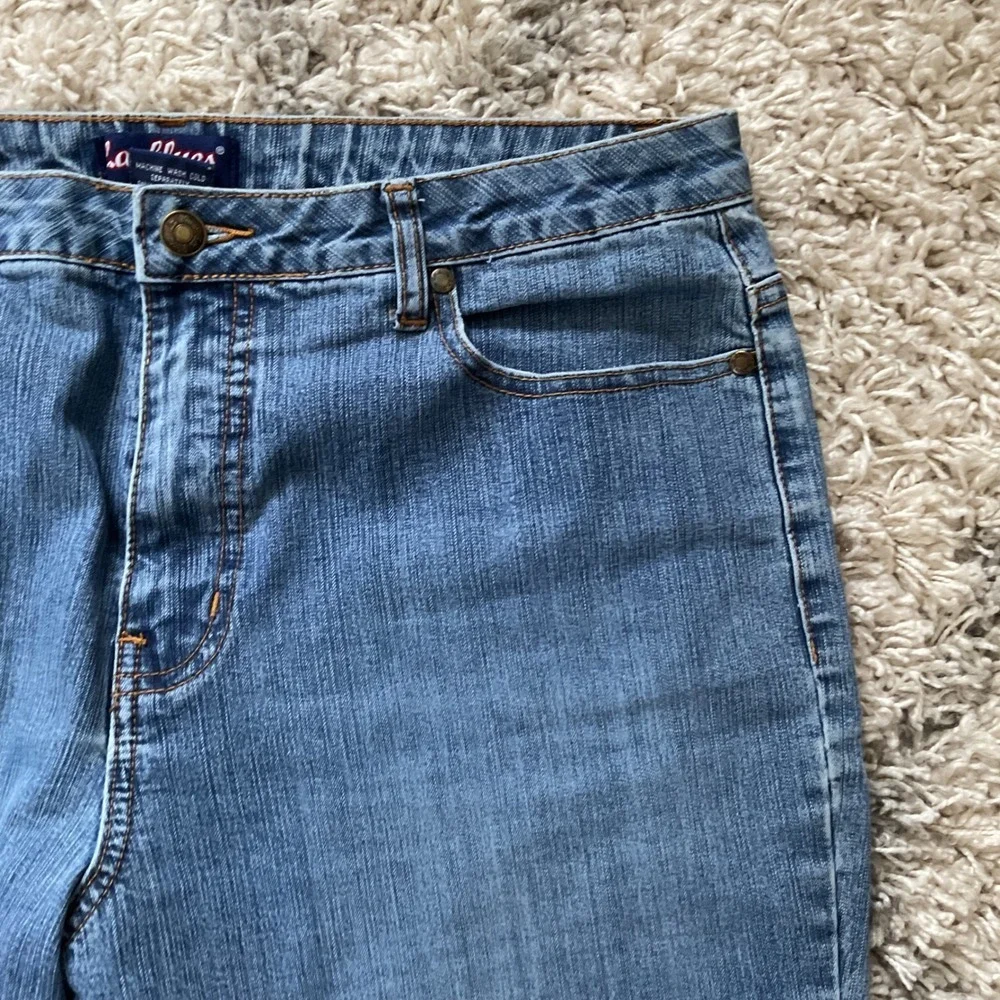 LA Blues Stretch‎ Medium Wash Straight Leg Capri Jeans 14P Blue Denim Mid Rise